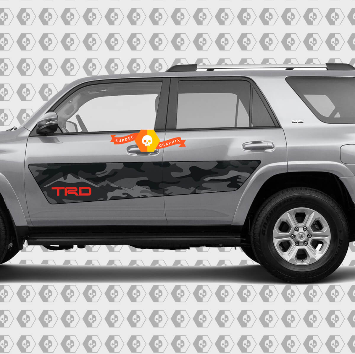 Adesivo Vinilico a Decalcomania Stile Camo per Porta Laterale TRD per Toyota 4Runner
