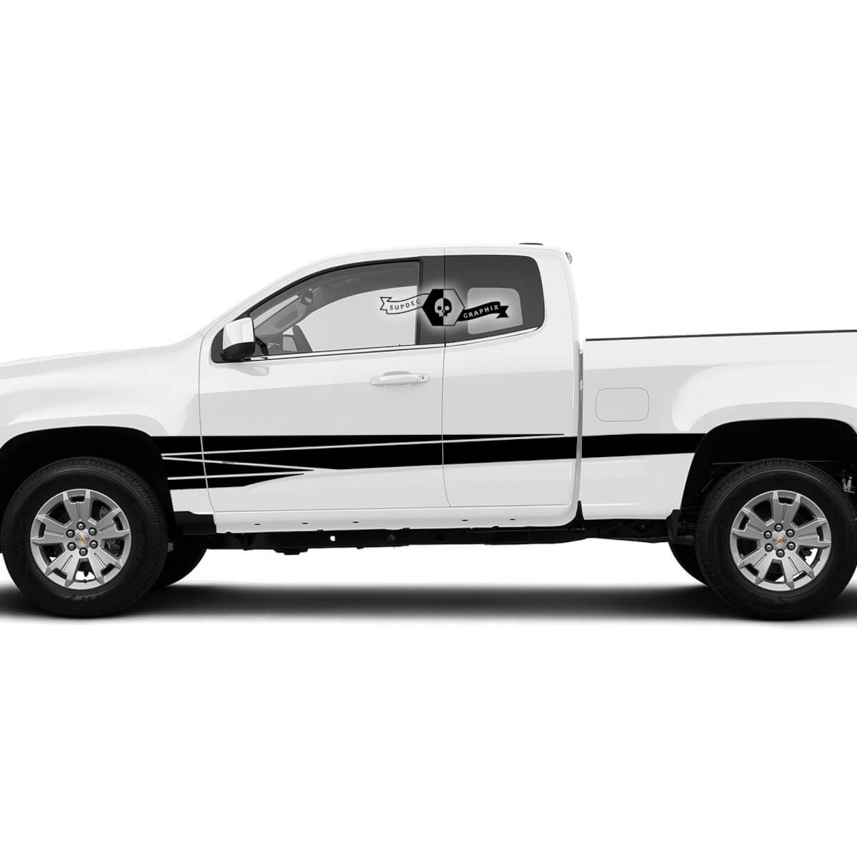 Coppia porte Destroyed Stripe 2022+ 2023+ Chevy Colorado adesivo in vinile esteso decalcomania grafica
