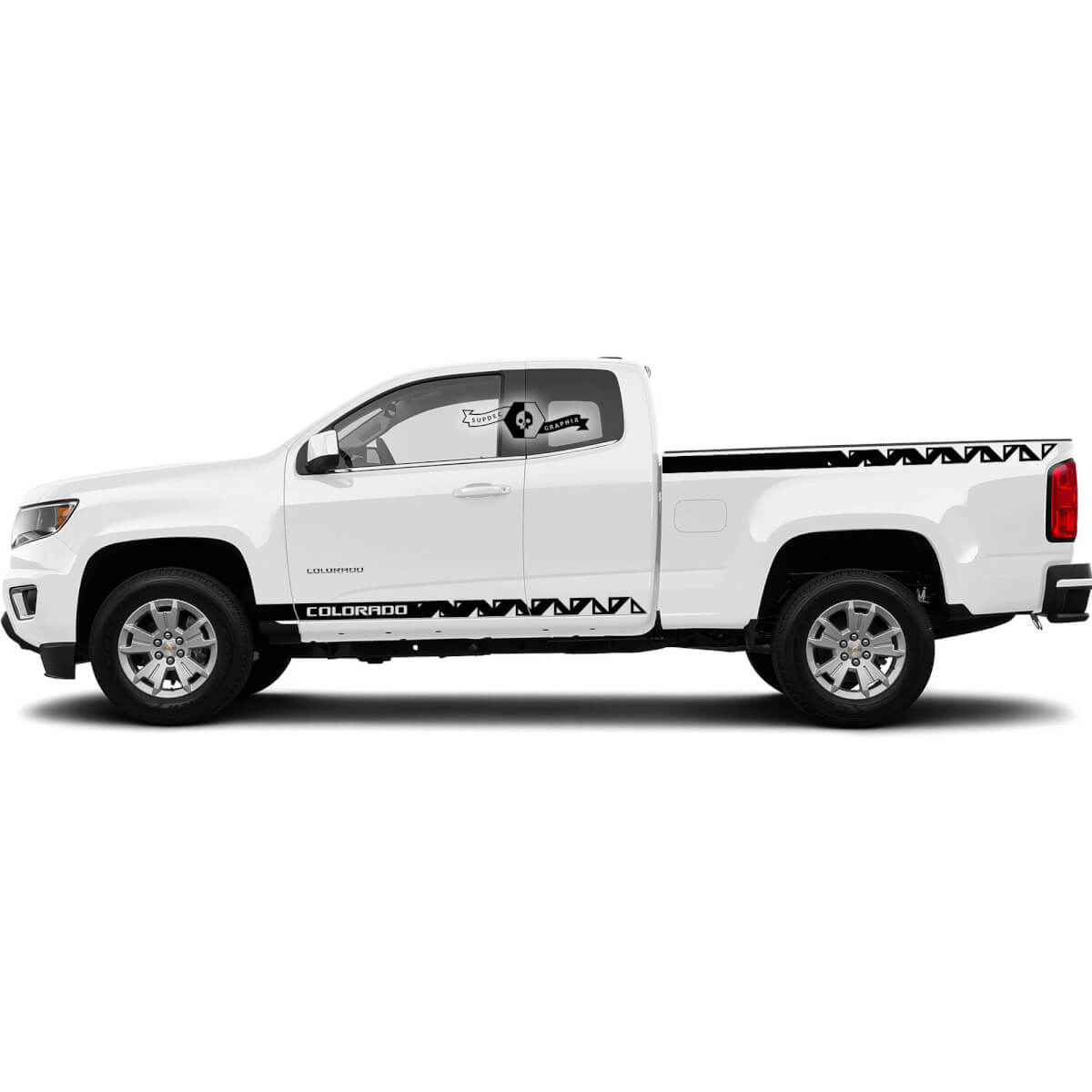 Abbina porte e letti laterali a strisce in vinile decalcomania grafica 2022+ Chevy Colorado esteso