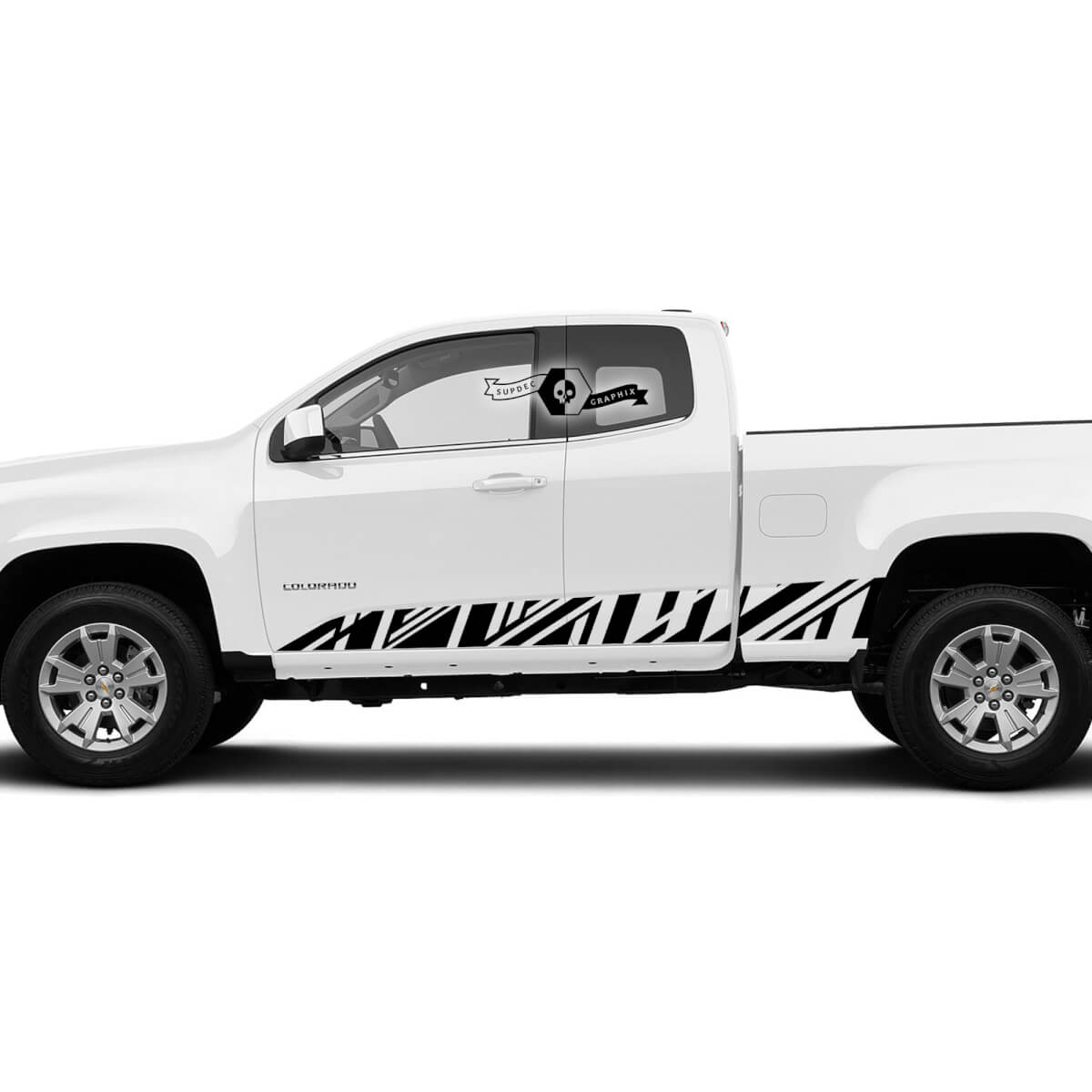 Abbina nuove porte moderne a letti laterali a strisce in vinile decalcomania grafica 2022+ Chevy Colorado esteso