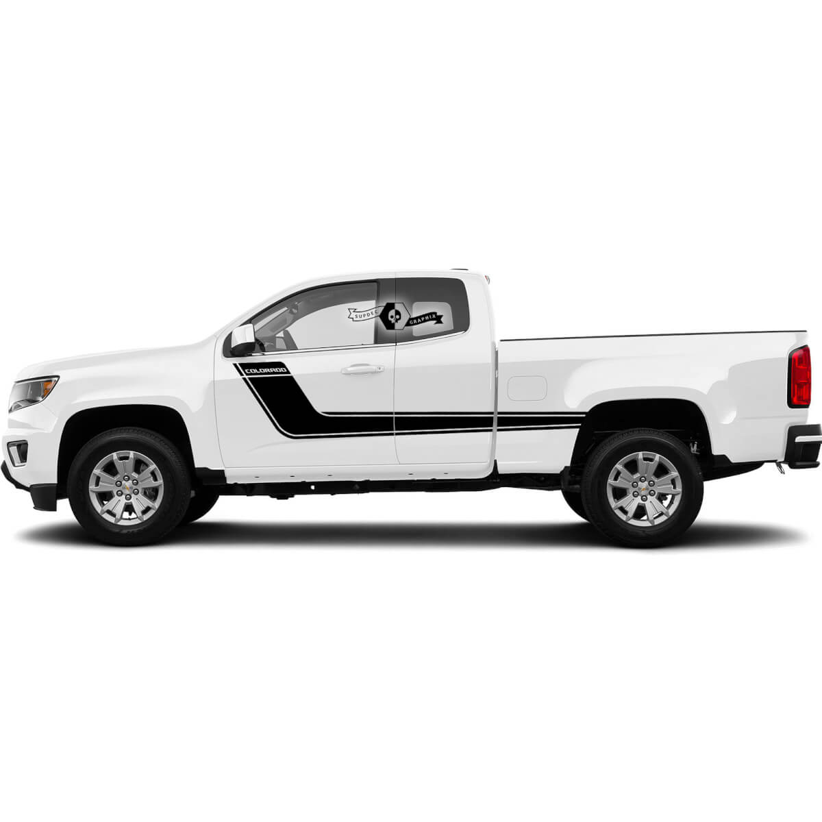 2x moderne porte laterali letto striscia adesivo in vinile decalcomania grafica 2022+ 2023+ Chevy Colorado
