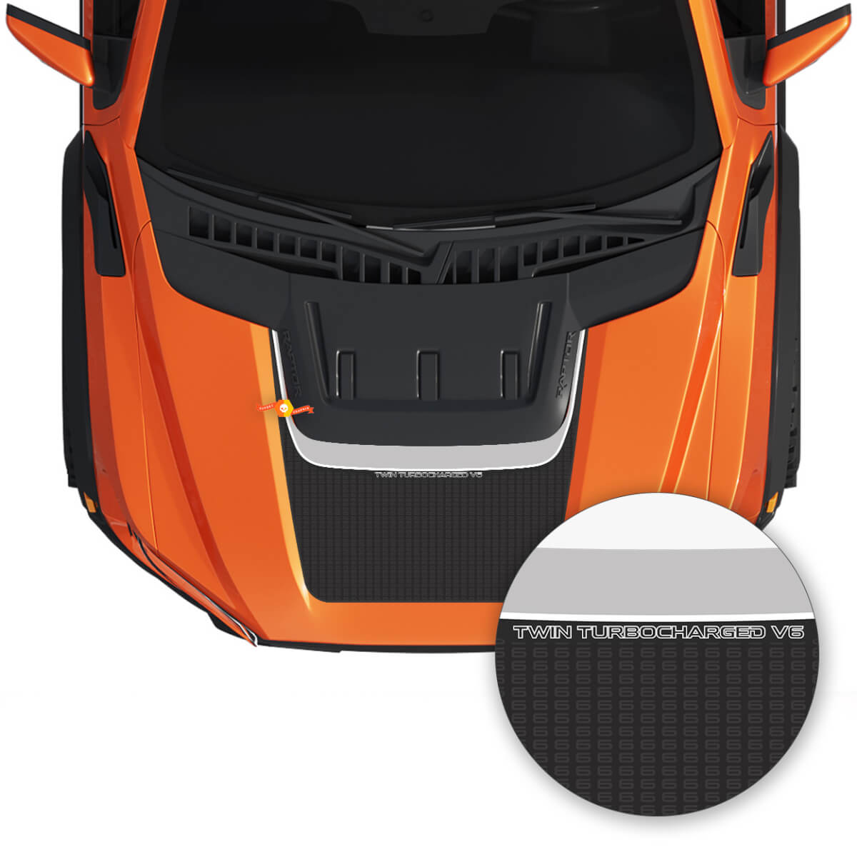 Adesivo in Vinile Cofano V6 Twin Turbo per Musclecar truck SVT 2022-2023