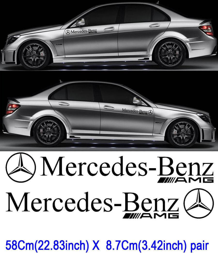 Adesivi in Vinile per Porte Laterali Stile AMG Coppia per Auto Mercedes-Benz