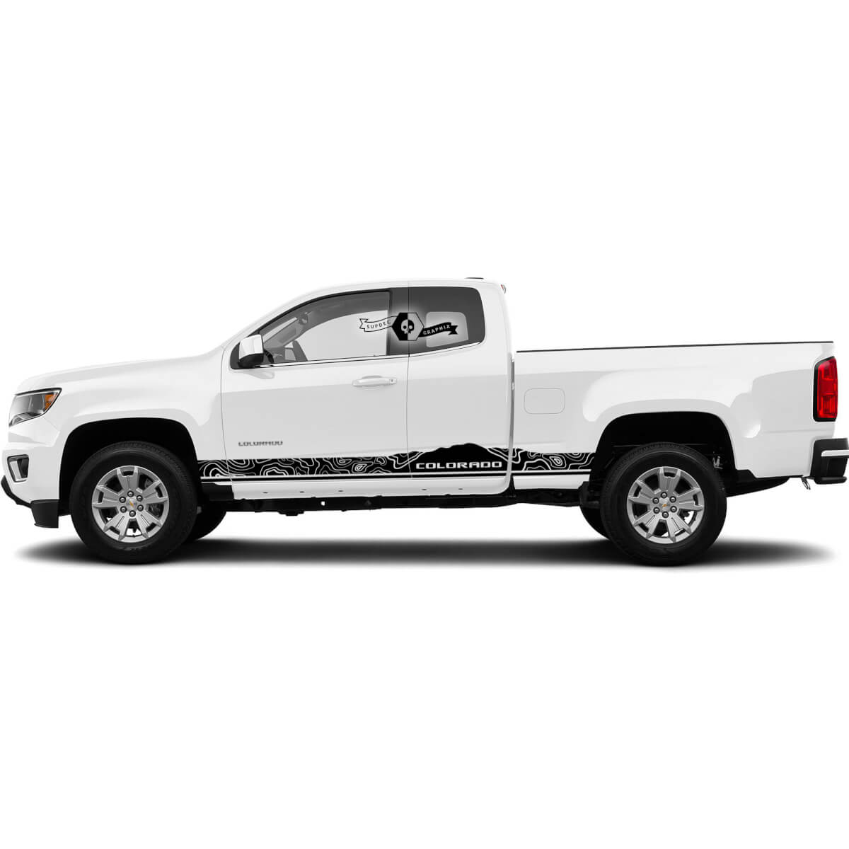 Coppia adesivi in ​​vinile con strisce di pannello laterale a bilanciere Chevrolet Colorado
