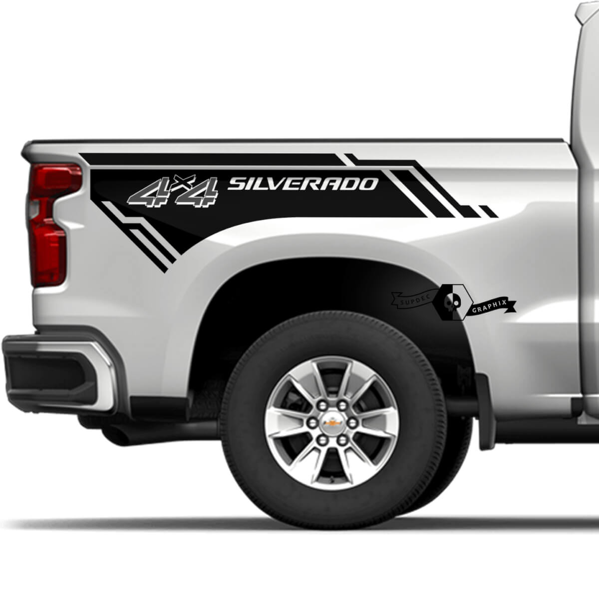 Coppia Chevrolet Silverado 2023 laterale 4x4 logo Nuovo pannello letto 2 colori adesivo per decalcomania in vinile