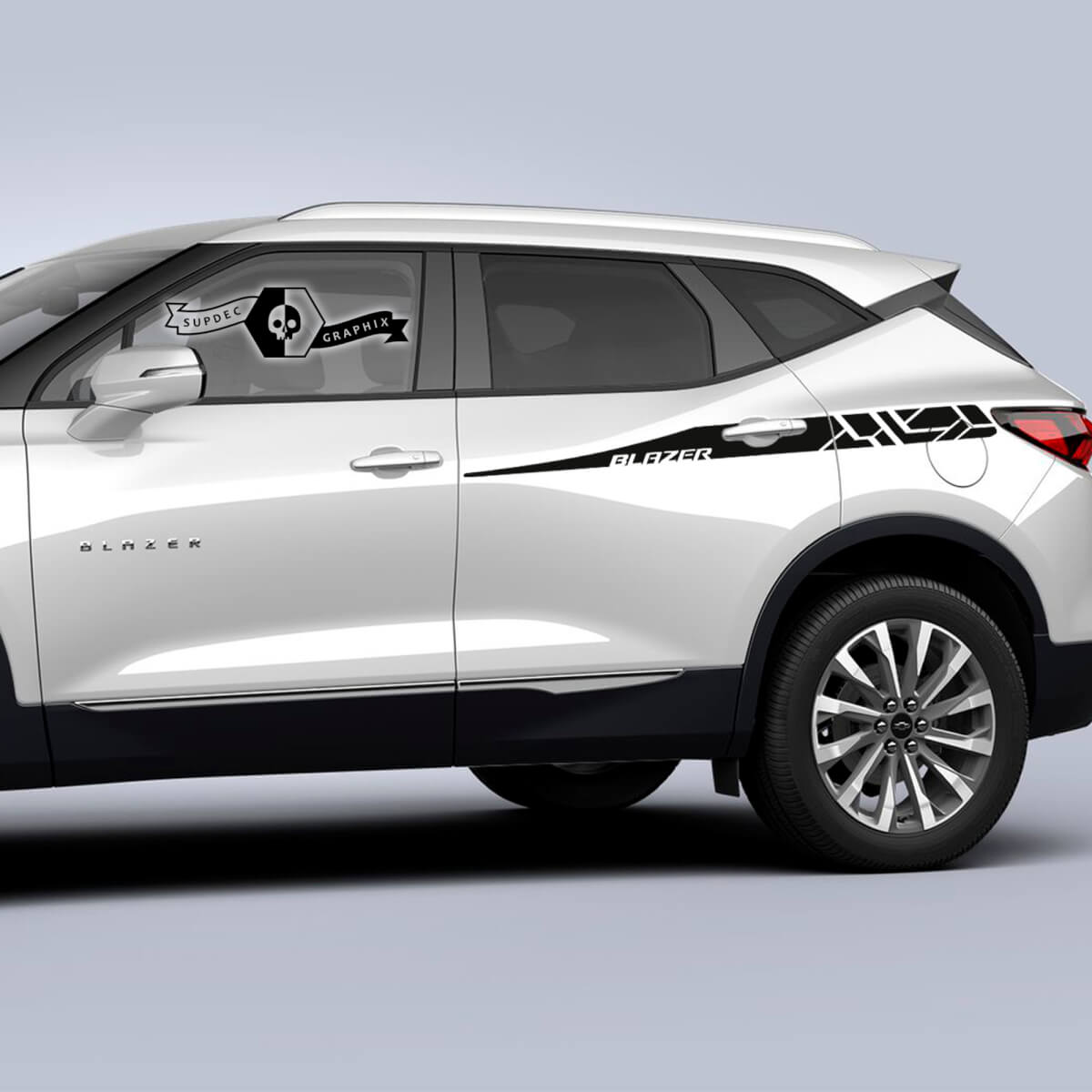 Coppia adesivi in ​​vinile con logo Chevrolet Blazer 2023 per porte laterali laterali
