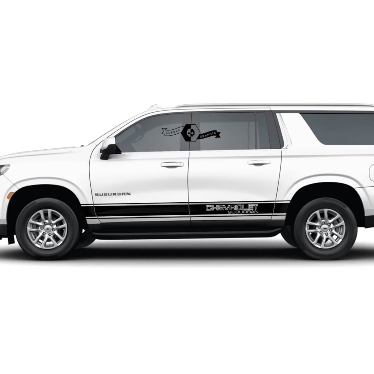 Coppia Chevrolet Suburban Sulter Pannello a bilanciere Stripes Porte Adesivo per decalcomanie in vinile