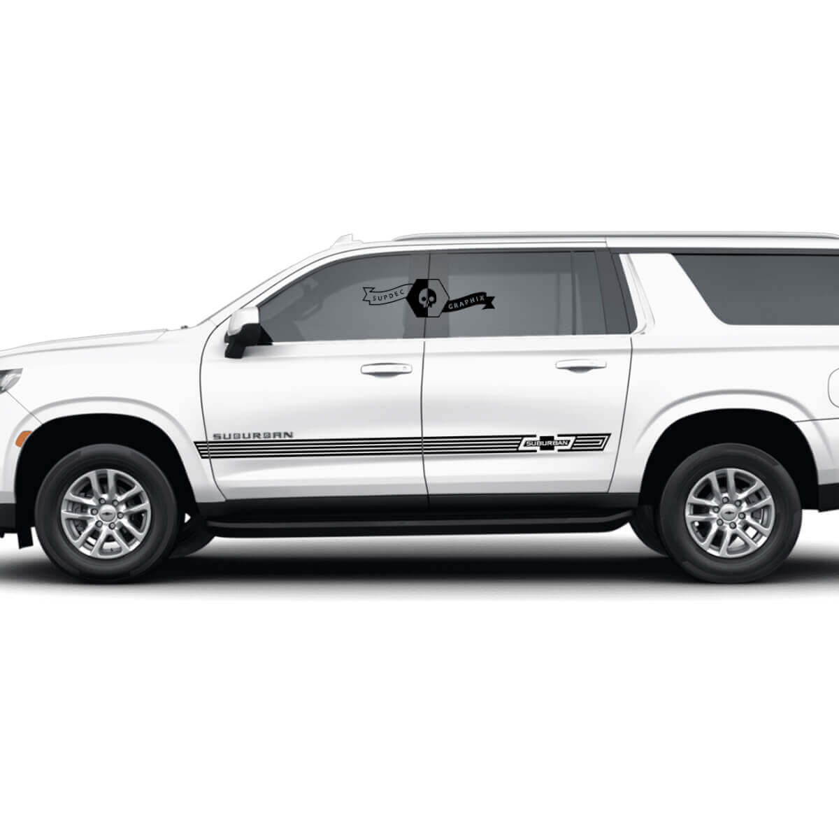 Coppia di strisce laterali Chevrolet Suburban Linea Trim Porte Adesivo in vinile sottile
