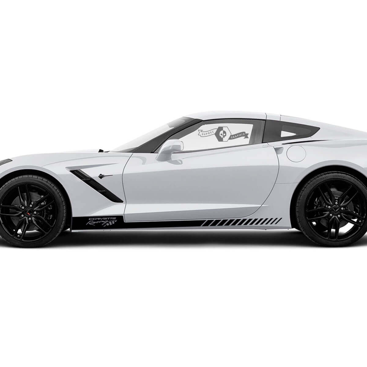 Adesivi in Vinile con Striscia a Bandiera da Corsa per Modanature Chevrolet Corvette