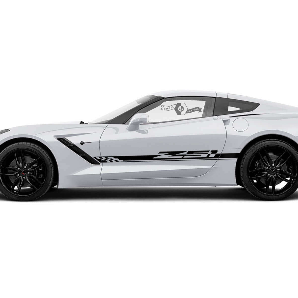 Adesivi in Vinile a Striscia Laterale con Bandiera a Scacchi Chevrolet Corvette Z51