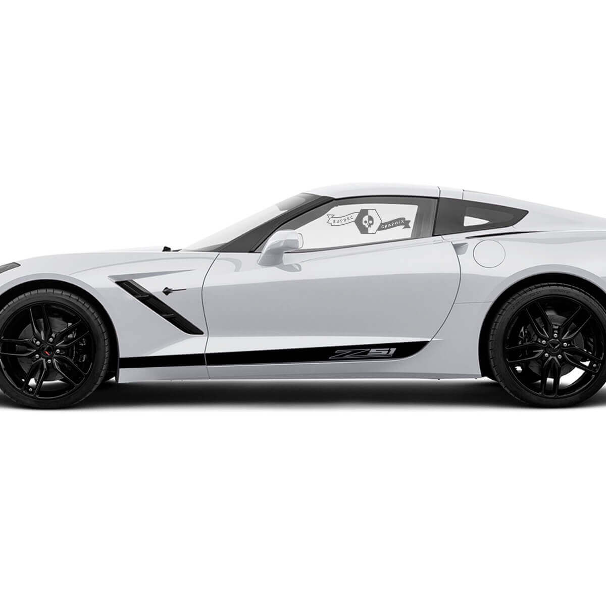 2x Adesivo in vinile con striscia solida del logo Z51 per portiere laterali Chevrolet Corvette
