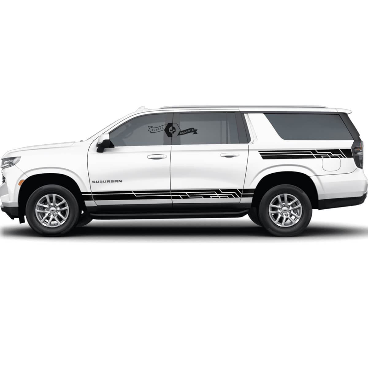 Coppia di strisce adesive in vinile per pannelli laterali Chevrolet Suburban
