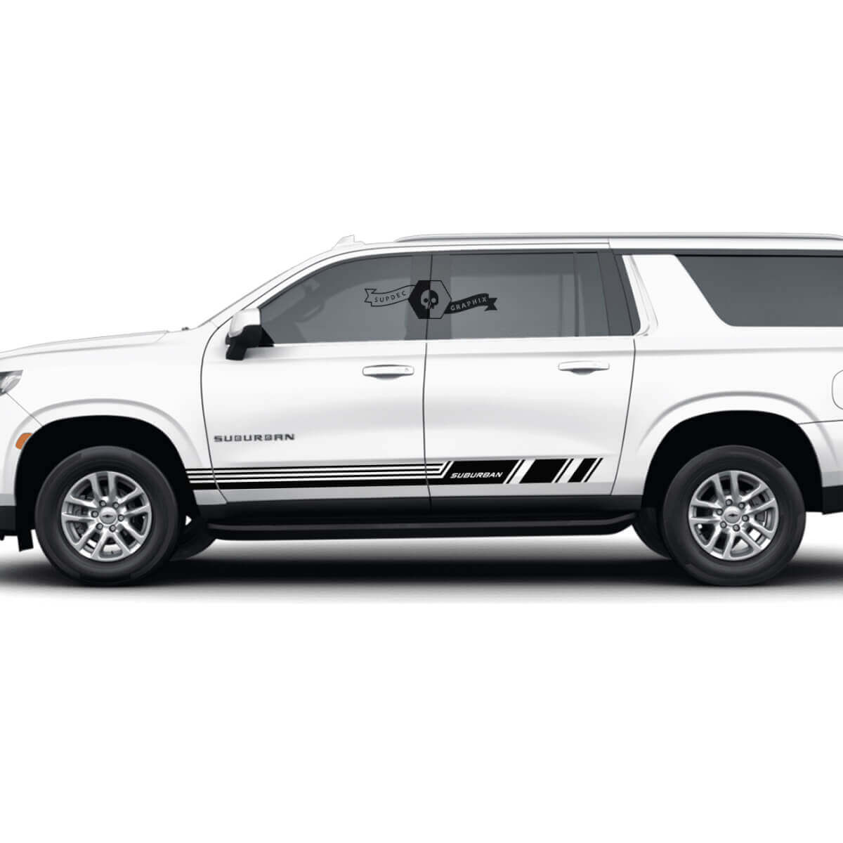 Coppia di strisce laterali per Chevrolet Suburban, adesivi in vinile per rivestimento delle porte
