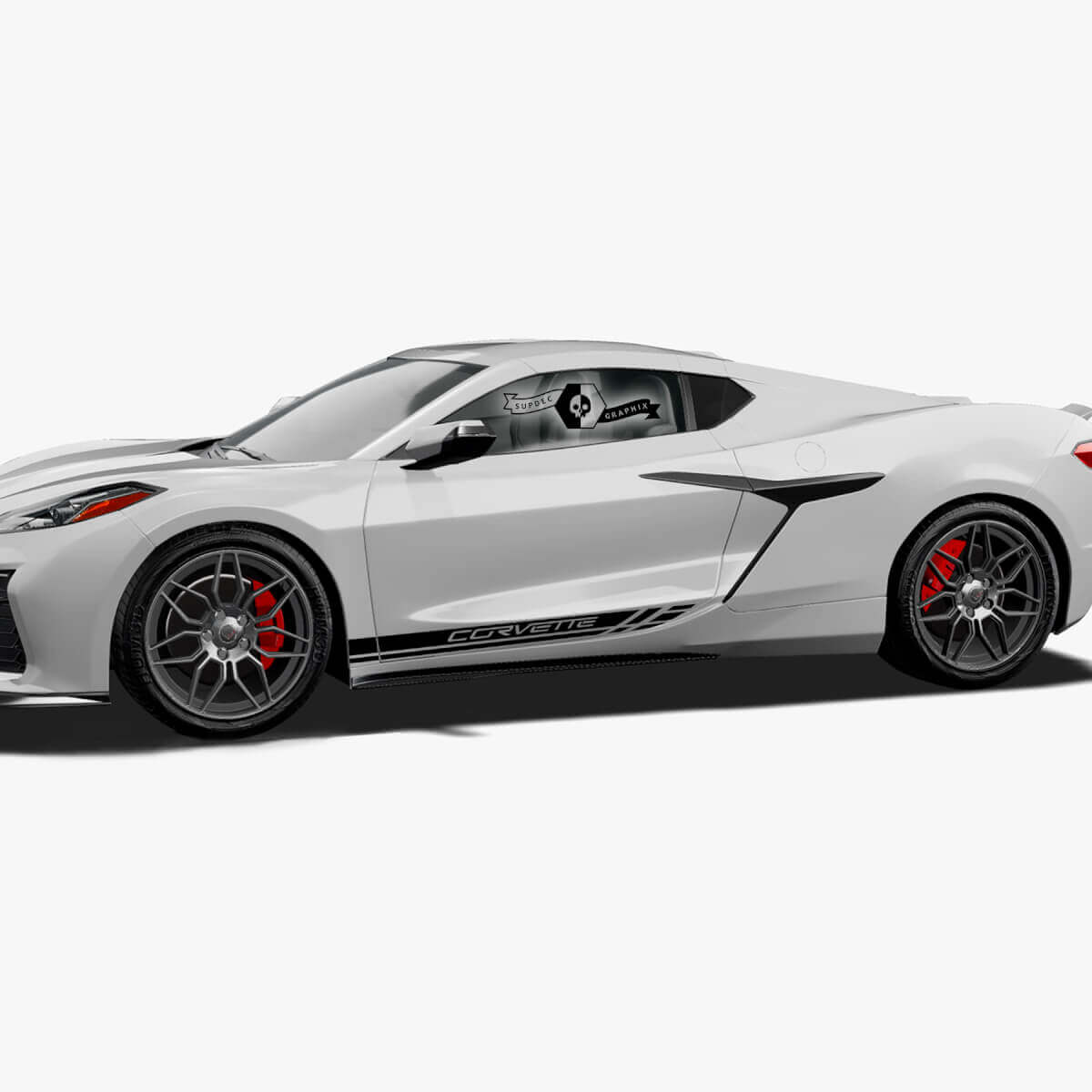 2x Adesivo in vinile per decalcomania laterale con logo Line Z06 per porte laterali Chevrolet Corvette.
