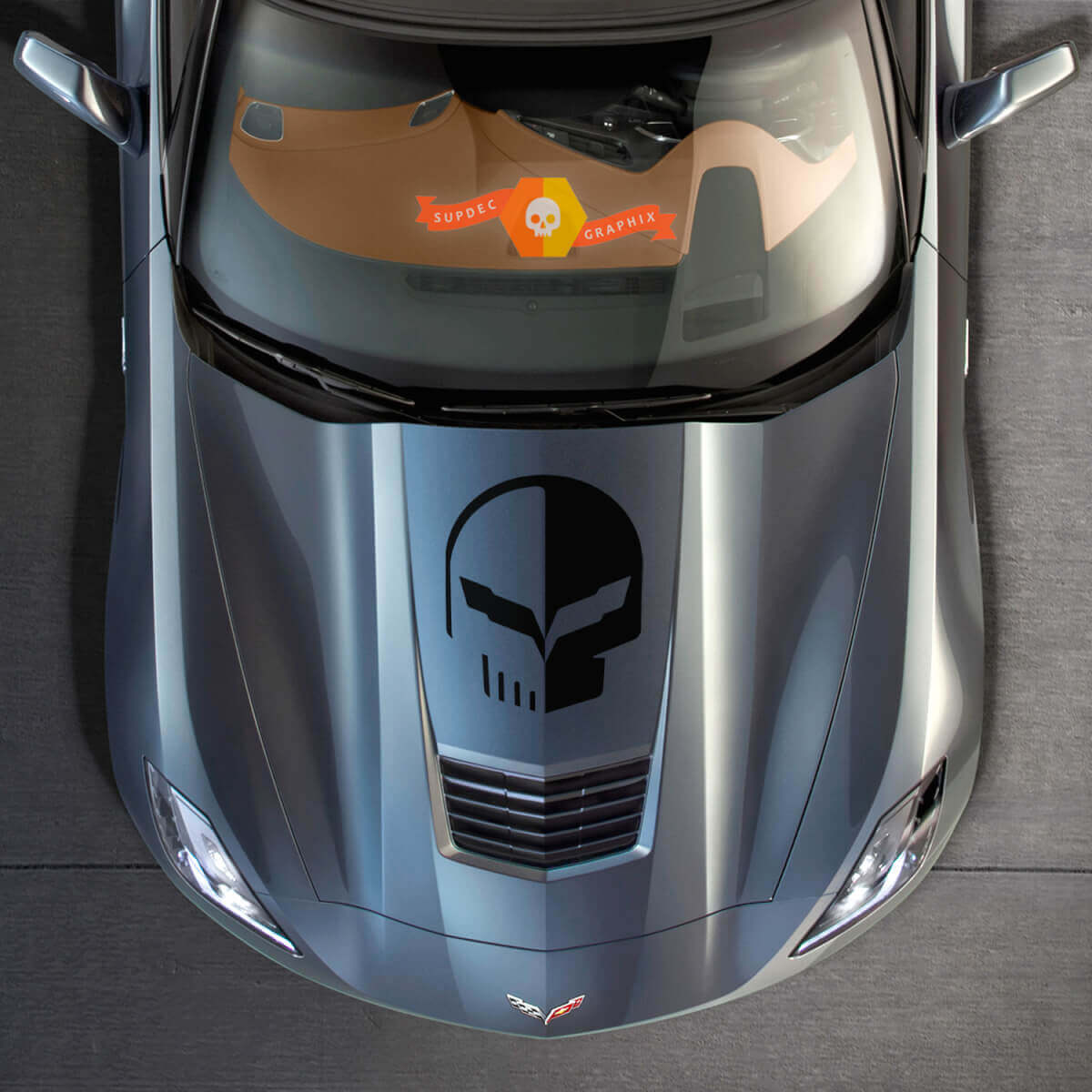 Adesivo in Vinile Racing Skull per Cofano Chevrolet Corvette C7
