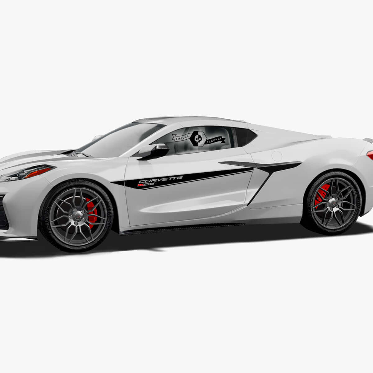 2x Strisce laterali delle porte Chevrolet Corvette Z06 Adesivo in vinile con bordi in 2 colori
