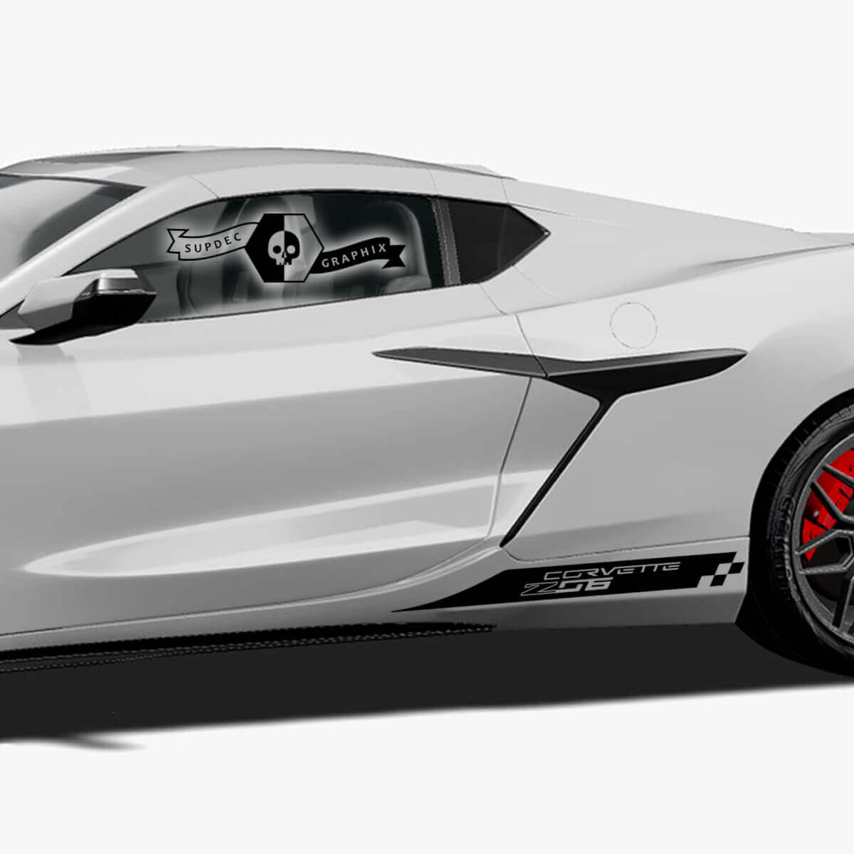 2x Adesivo in vinile a scacchi con bandiera laterale per Chevrolet Corvette Z06
