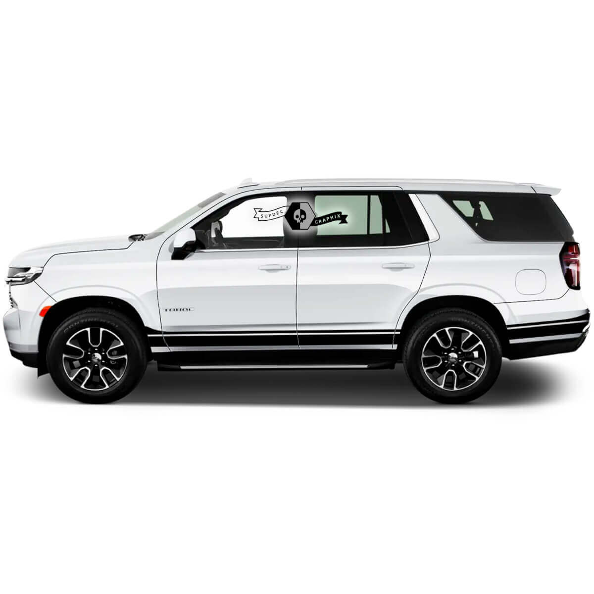 2X 2020 2021 2022 2023 + Grafica Chevrolet Tahoe Strisce Adesive in Vinile per Linea del Pannello Laterale
