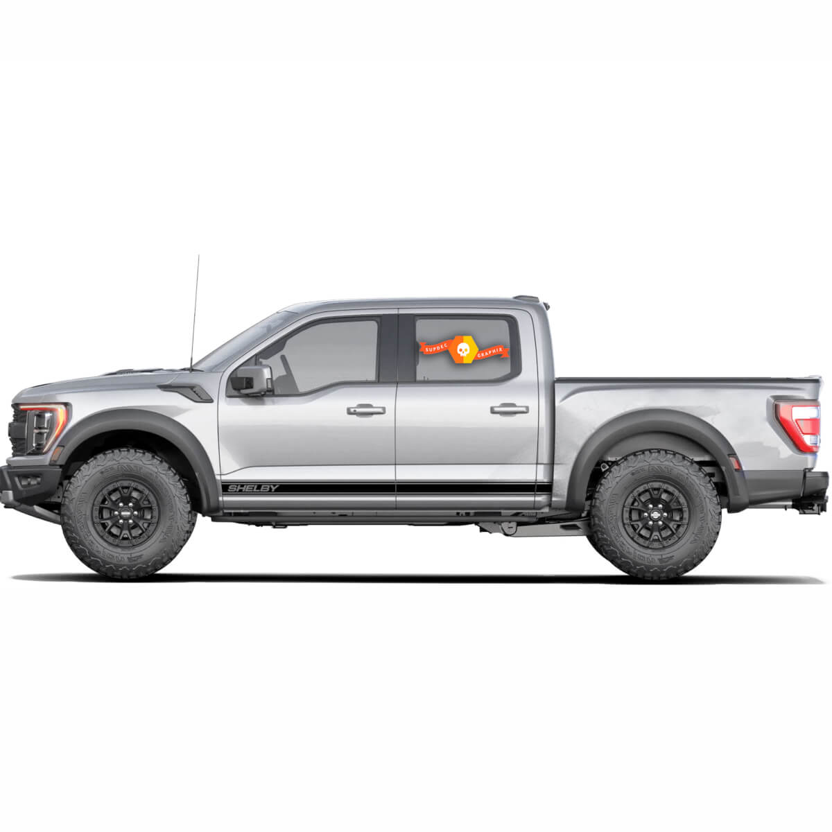 Coppia Ford F-150 Raptor Shelby 2022 2023+ Porte laterali Linee set grafica Stripe Decal