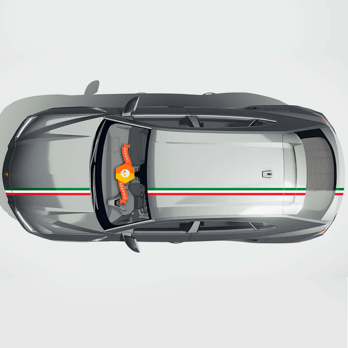Kit di Decalcomanie in Vinile con Striscia Tricolore per Cofano e Tetto per Lamborghini Urus 2021-2023