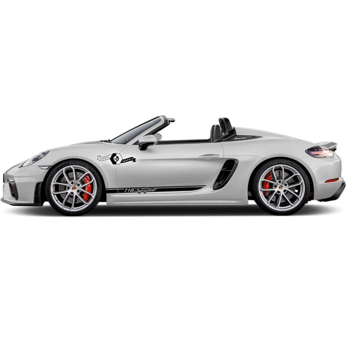 Kit Adesivi in Vinile con Strisce Laterali Cofano Originali per Porsche 718 Spyder 2022