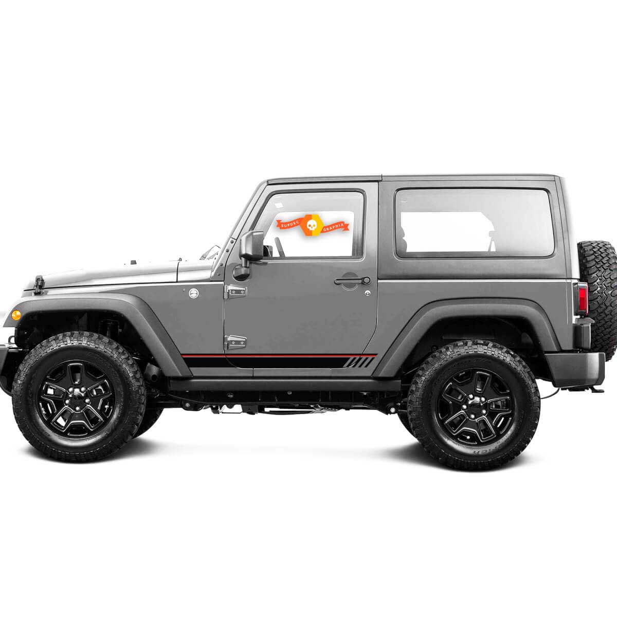 2 Nuovo adesivo JEEP Decal Due Colori Rocker Panel Grafiche Red-line adesivi Wrangler
