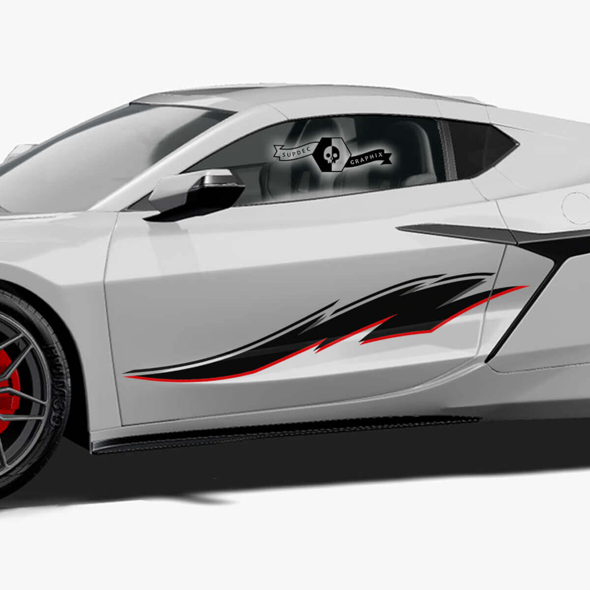 2x Chevrolet Corvette Z06 Strisce per porte laterali Stingray 2 colori Trim Up Adesivo in vinile
