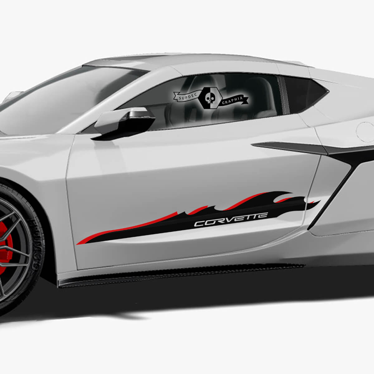 2x strisce per porte laterali Chevrolet Corvette Z06 Stingray 2 colori, adesivo in vinile con logo Trim Up
