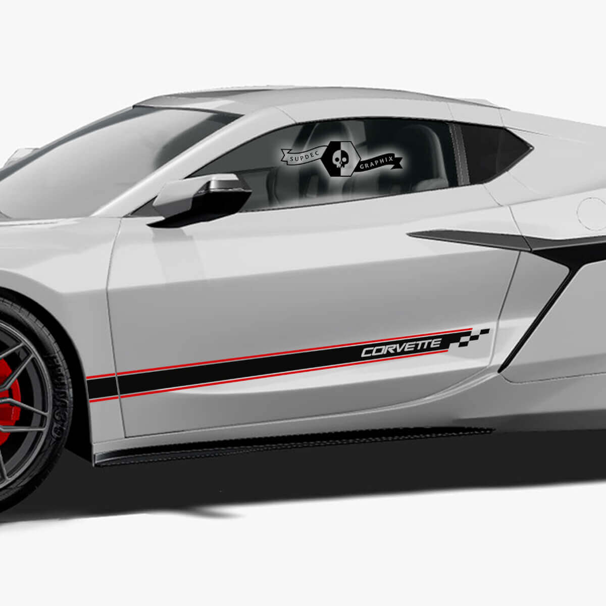 Kit di adesivi in vinile a strisce laterali a scacchi per Chevrolet Corvette