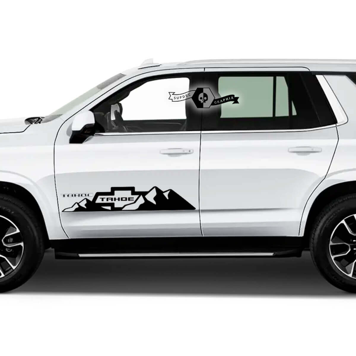 2X Adesivi in vinile con logo delle montagne delle porte della Chevrolet Tahoe 2020 2021 2022 2023 + Graphics

