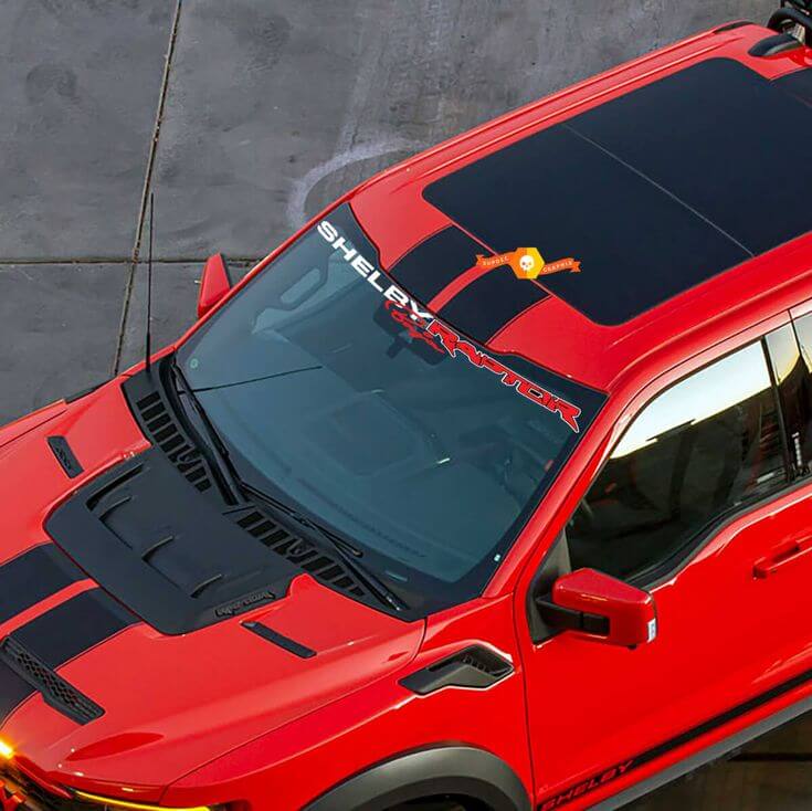 Adesivo decalcomania grafica per parabrezza Baner Ford F-150 Raptor Shelby Raptor Baja Edition
