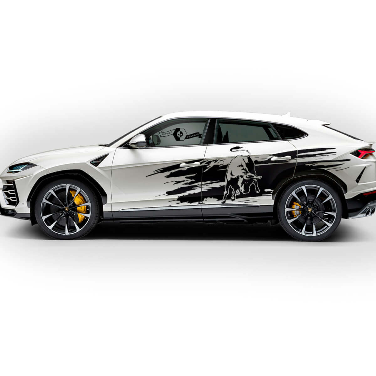 Coppia Adesivi Vinile Logo Lamborghini Urus 2021 2022 2023 per Portiere Laterali
