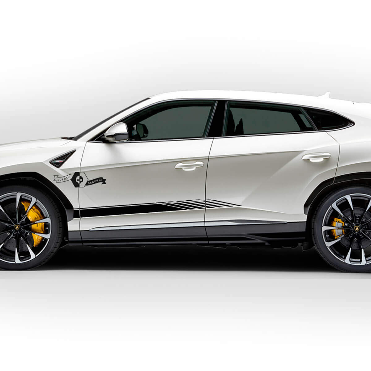 Coppia Lamborghini Urus porte laterali striscia inclinata grafica adesiva in vinile
