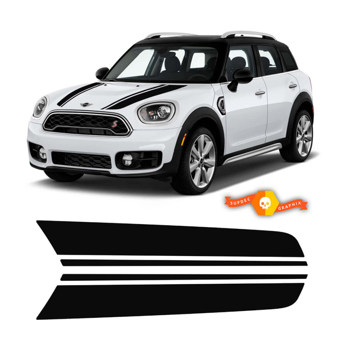 Kit Adesivi Strisce da Cofano per Mini Cooper Clubman Countryman 2008-2017