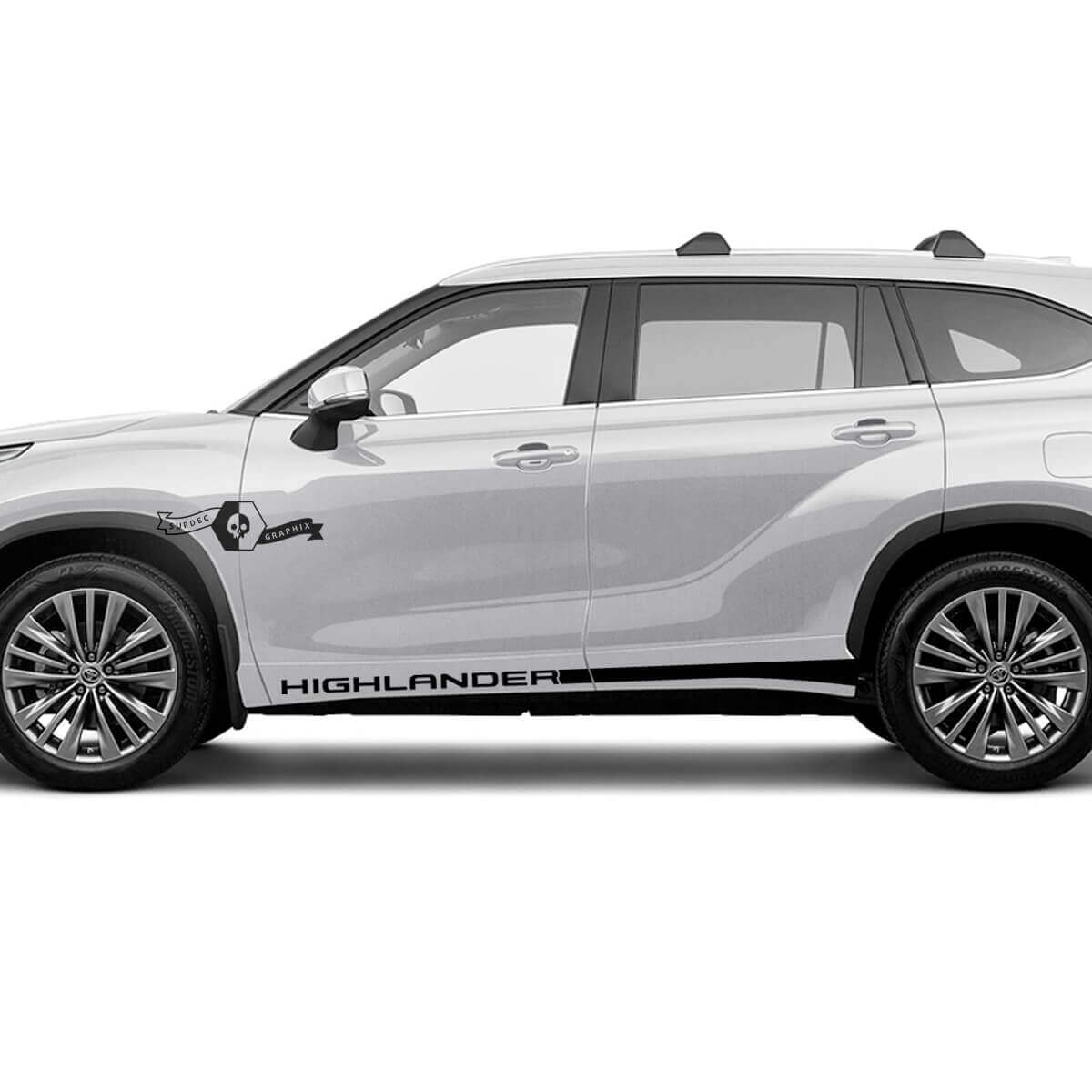 Coppia Toyota 2020 Highlander Doors Bed Side Slim Rocker Panel Decal Graphic Sticker Kit strisce laterali
