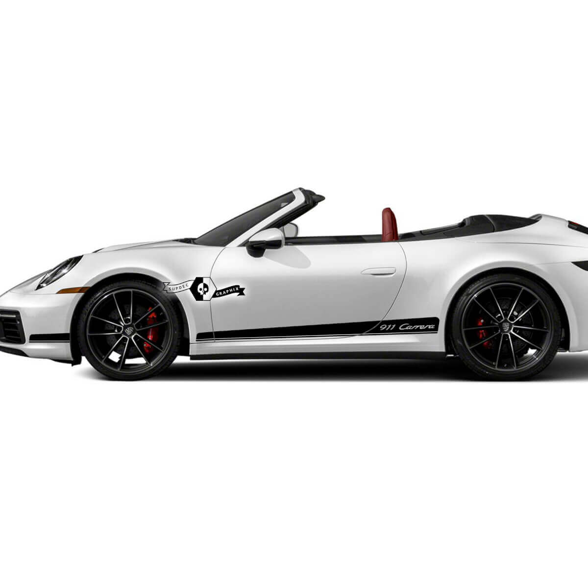 2 Porsche 911 Porsche Carrera Rocker Panel Solid Side Stripes Porte Kit Decalcomanie Adesivi
