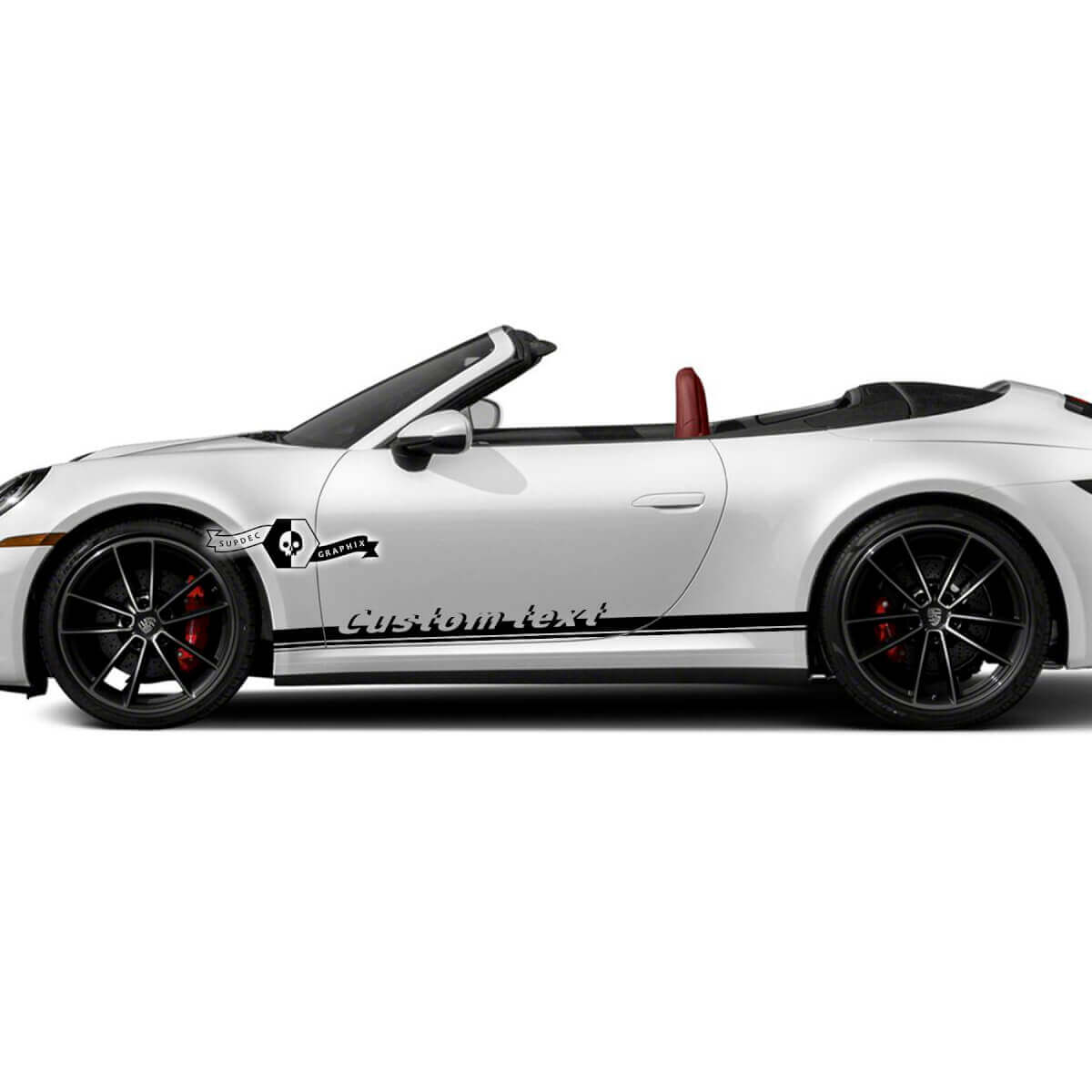 2 Porsche 911 Porsche Carrera Rocker Panel Side Custom Text Stripes Door Kit Decal Sticker
