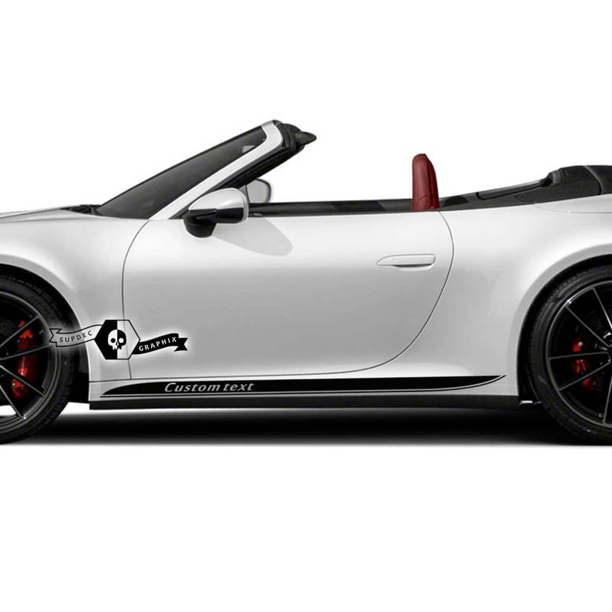 2 Nuova Porsche 911 Porsche Carrera Rocker Panel Side Line Slim Stripes Doors Up Kit Decal Sticker Testo personalizzato
