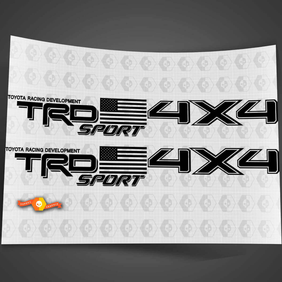 Coppia di adesivi laterali sportivi USA Flag 4x4 per camion Toyota Tacoma in stile TRD
