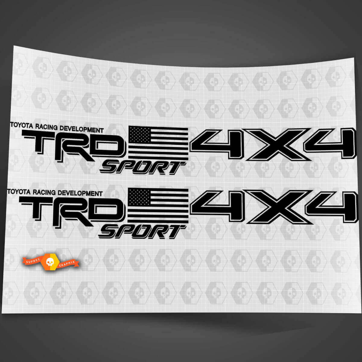 Coppia di adesivi laterali in vinile TRD Sport con bandiera USA 4x4 per Toyota Tacoma