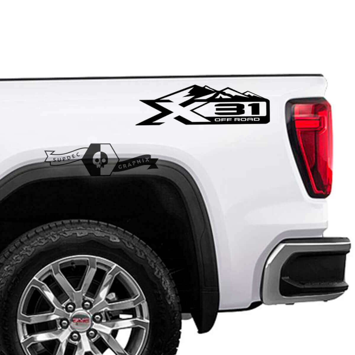 Adesivi Laterali in Vinile Stile Montagna Fuoristrada X31 per GMC Sierra 1500