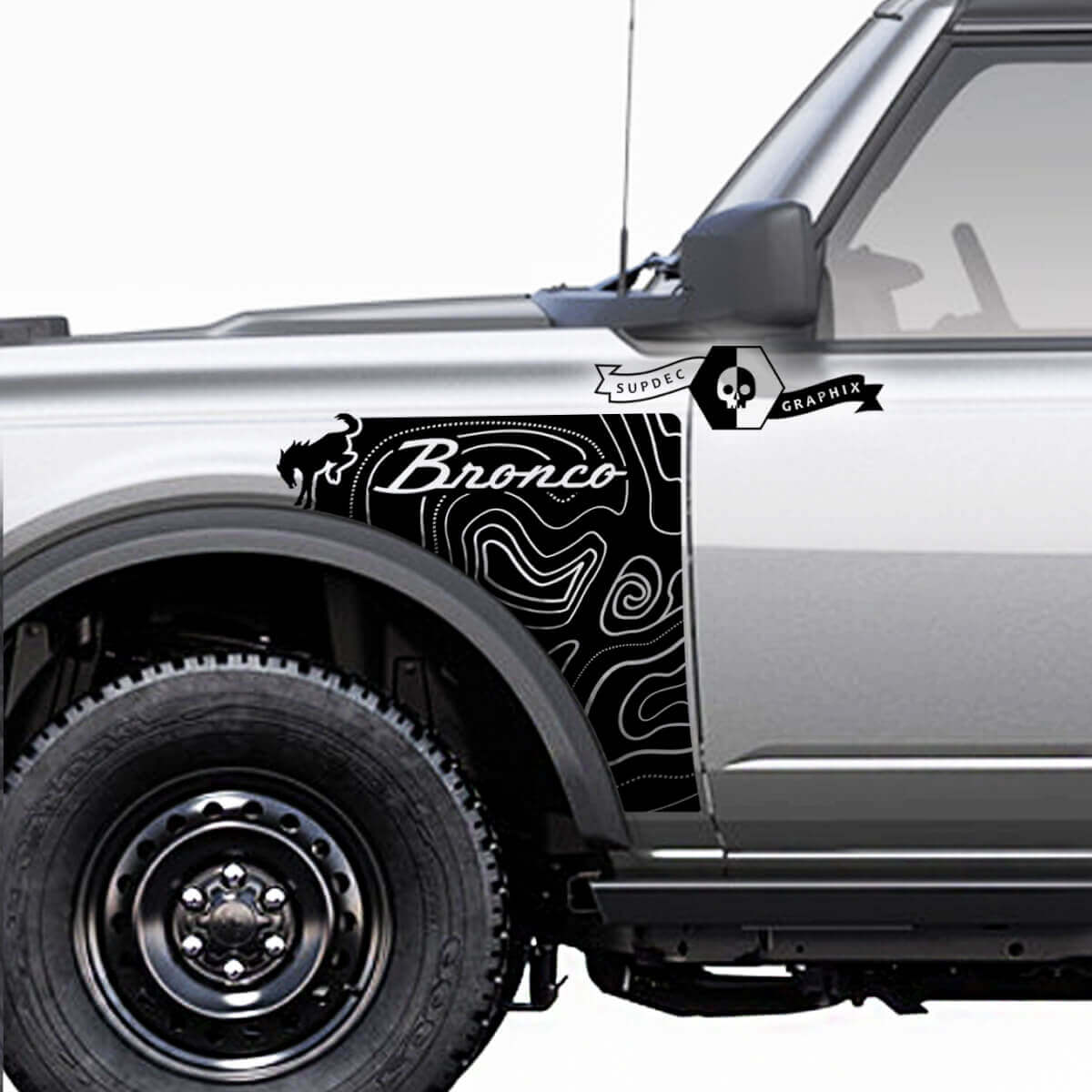 Kit Adesivi Laterali in Vinile con Logo Stile Topografico per Musclecar horse
