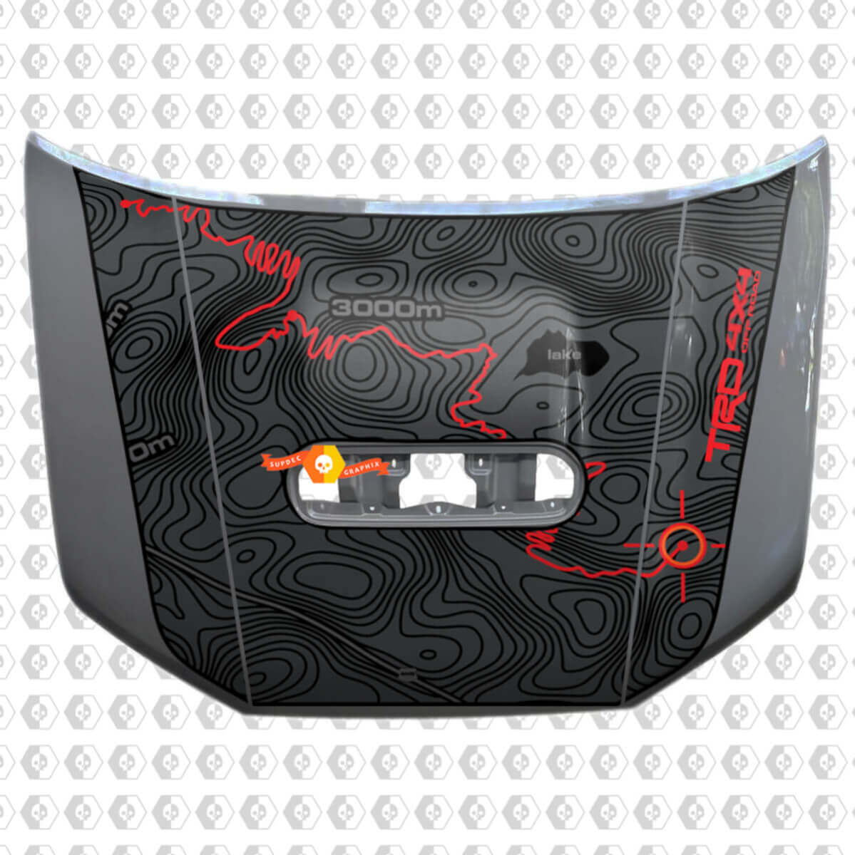 Toyota Tacoma 2020 Mappa topografica oscurante Viaggio avventuroso Adesivo decalcomania cappuccio in vinile TRD fuoristrada
