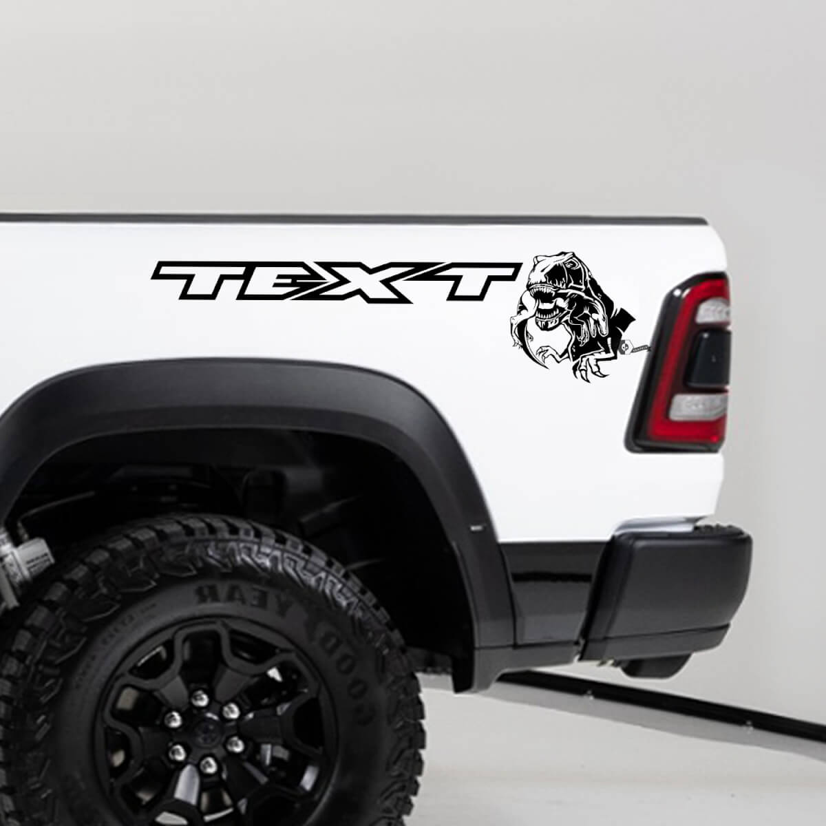Kit di Adesivi Laterali Posteriori in Vinile T-Rex Eating Raptor per Dodge Ram TRX 2020-23