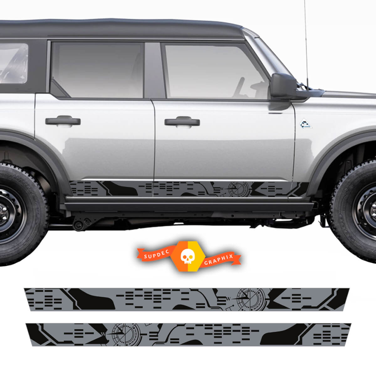Adesivo per decalcomania grafica avvolgente bussola Bronco laterale per Ford Bronco
