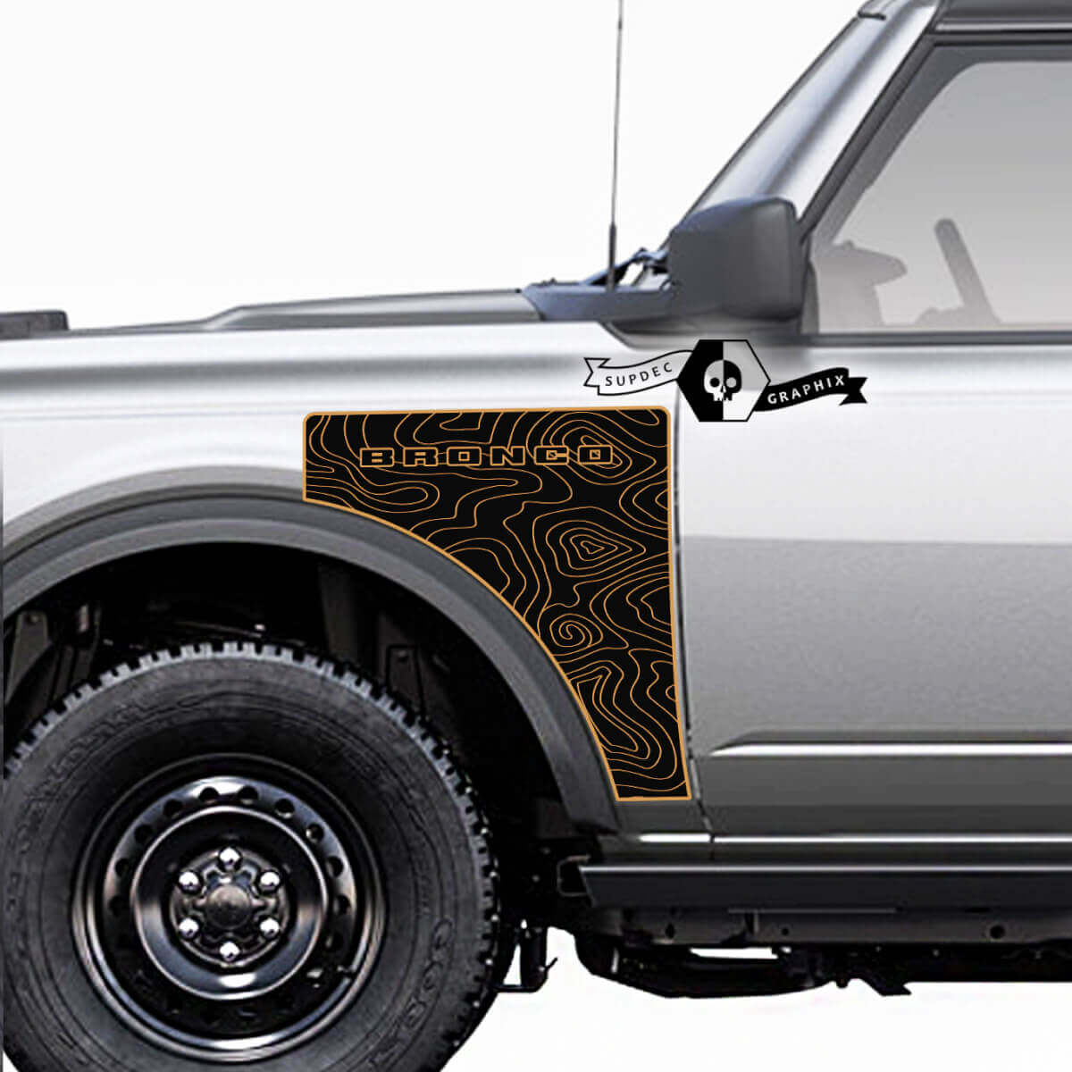 Logo mappa topografica stile Everglades kit adesivi in vinile per pannello laterale coppia 2 per Ford Bronco