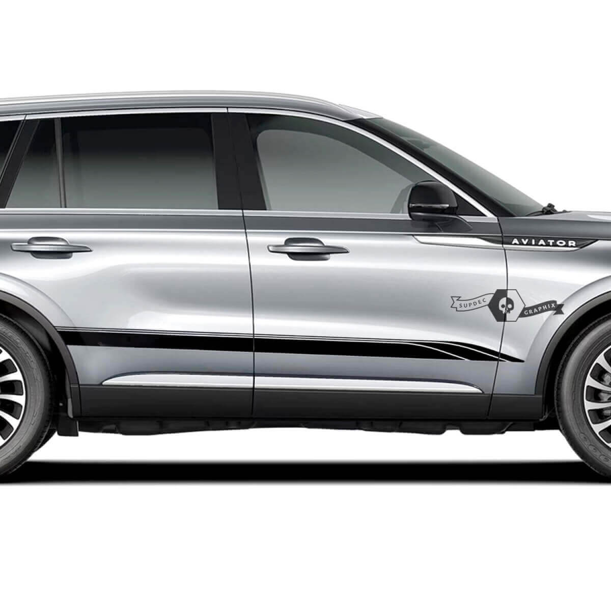 2 x Adesivi Strisce Lateralibanda in Vinile per Porte per Lincoln 2023 Aviator