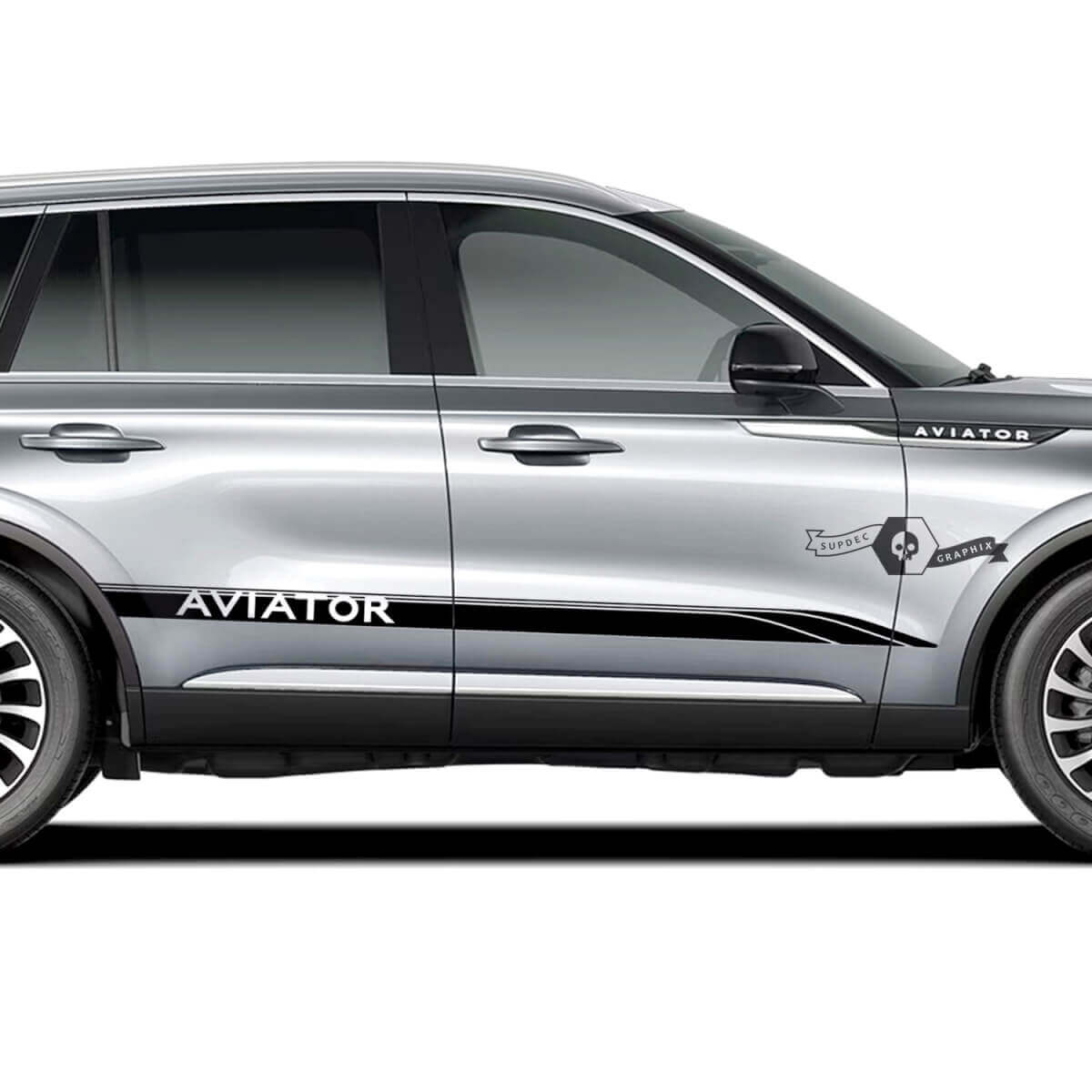 2 x Lincoln 2023 Aviator Doors Stripes Side Lines Decalcomanie in vinile Grafica Adesivo
