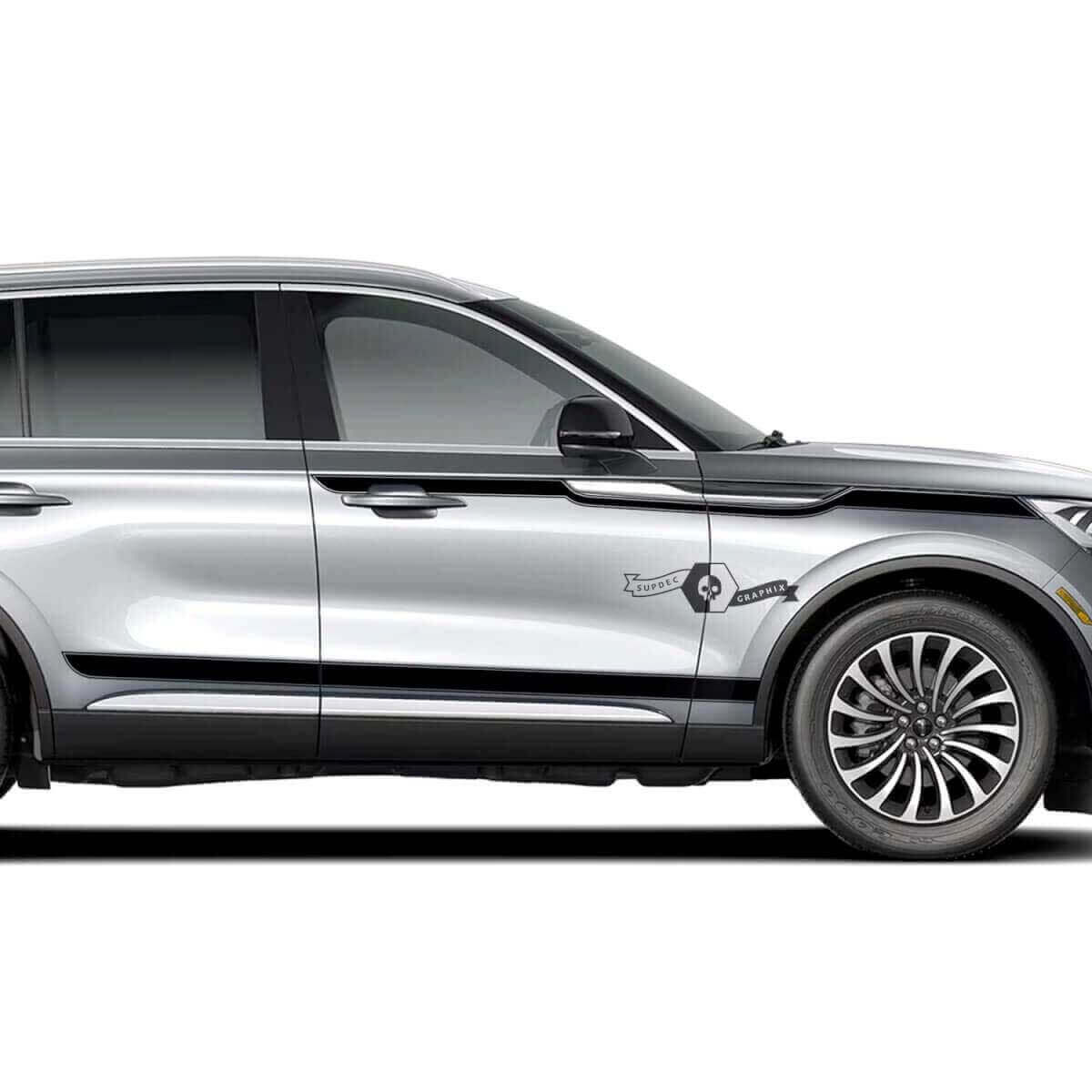 2 x Strisce per Porte Modanatura Laterale Slim in Vinile Solido Adesivi Grafici per Lincoln Aviator 2023