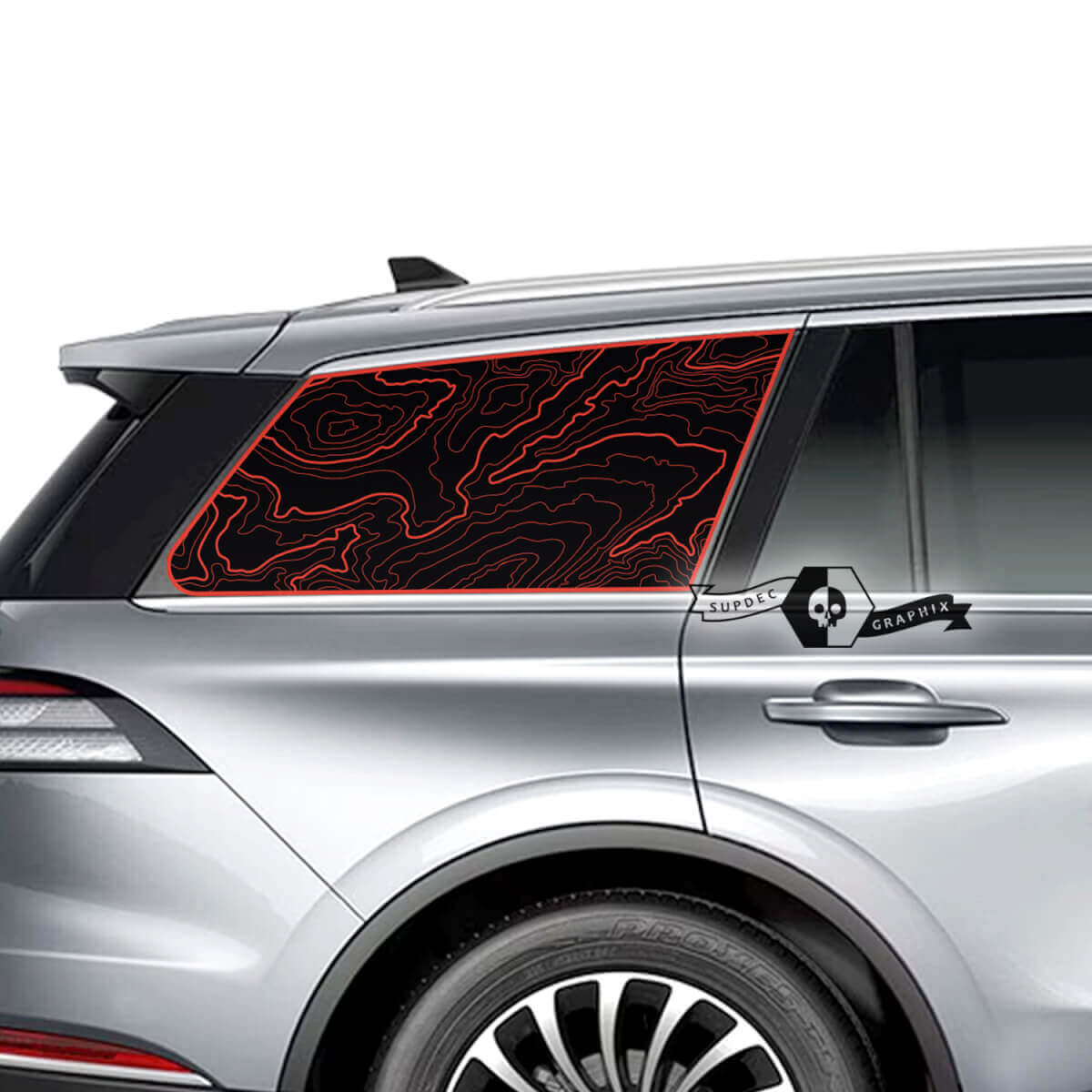 Coppia Lincoln 2023 Aviator Window Contour Map Decalcomanie in vinile Grafica Adesivo
